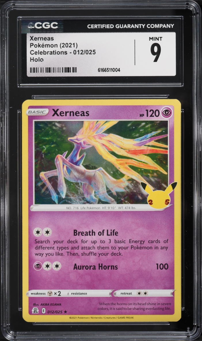 2021 Pokemon Sword & Shield Celebrations Holo Xerneas #12 CGC 9 MINT