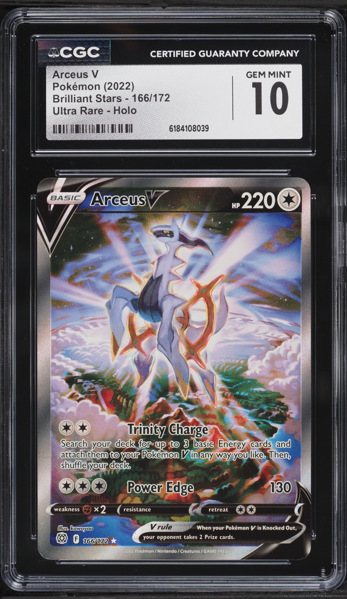 2022 Pokemon Sword & Shield Brilliant Stars Full Art Arceus V #166 CGC 10 GEM MINT