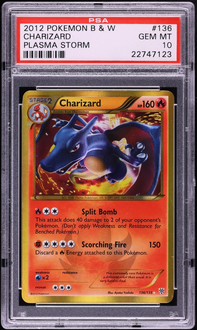 2012 Pokemon Black & White Plasma Storm Charizard #136 PSA 10 GEM MINT