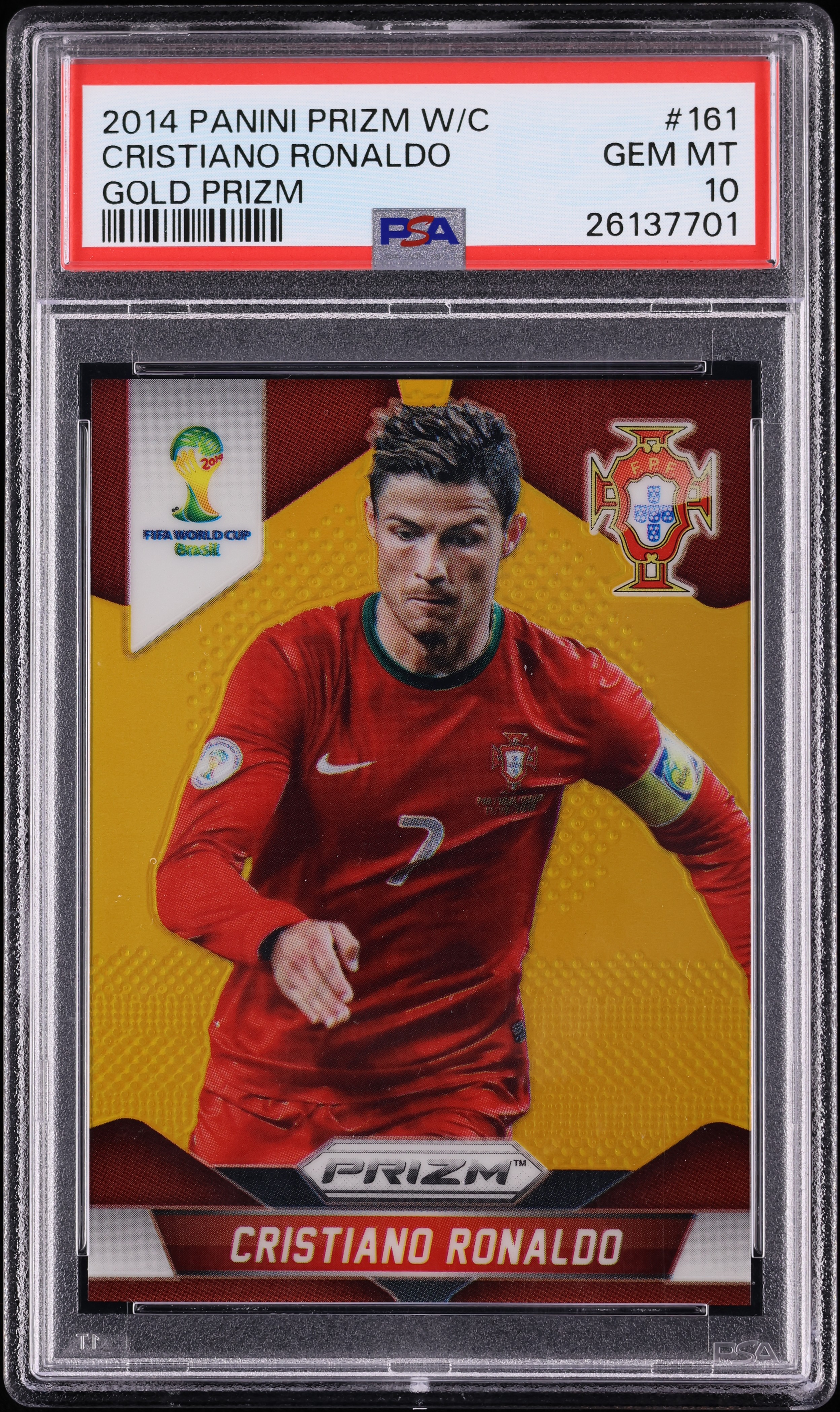 2014 Panini Prizm World Cup Gold Cristiano Ronaldo /10 #161 PSA 10