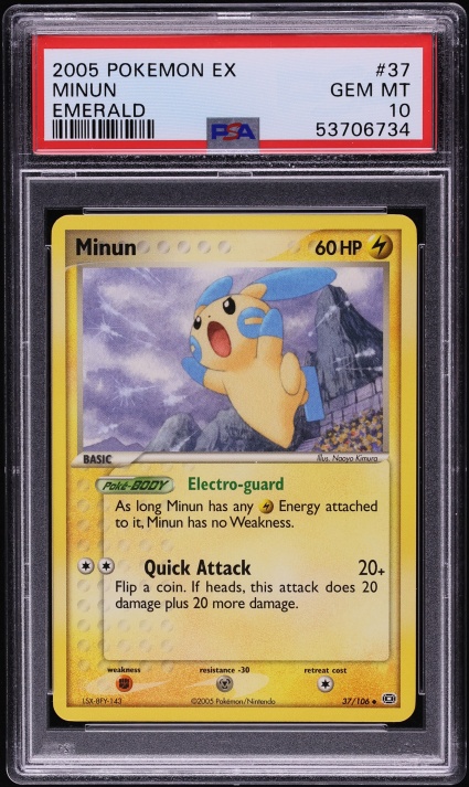 2005 Pokemon EX Emerald Minun #37 PSA 10 GEM MINT