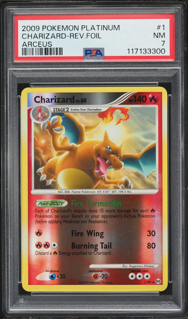 2009 Pokemon Platinum Arceus Reverse Holo Charizard #1 PSA 7 NRMT