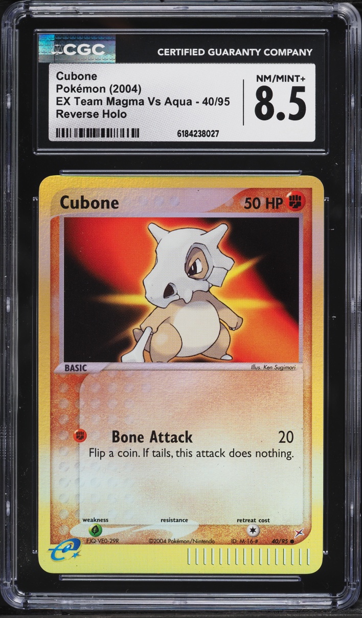 2004 Pokemon EX Team Magma Vs Aqua Reverse Holo Cubone #40 CGC 8.5 NM-MT+