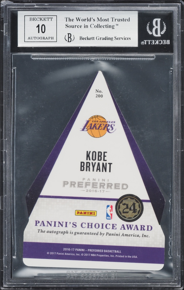 2016 Panini Preferred Choice Gold Die-Cut Kobe Bryant AUTO #200 BGS 8.5 NM-MT+