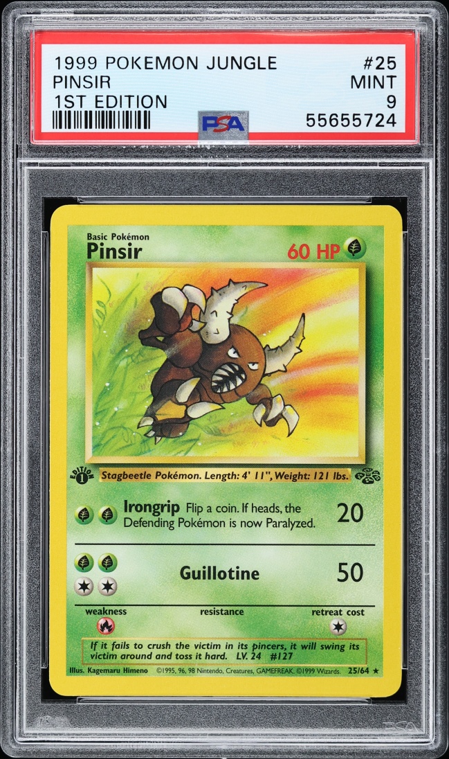 1999 Pokemon Jungle 1st Edition Pinsir #25 PSA 9 MINT