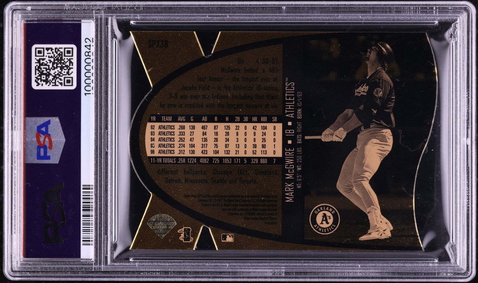 1997 SPx Grand Finale Mark McGwire #38 PSA 9 MINT - Photo 2