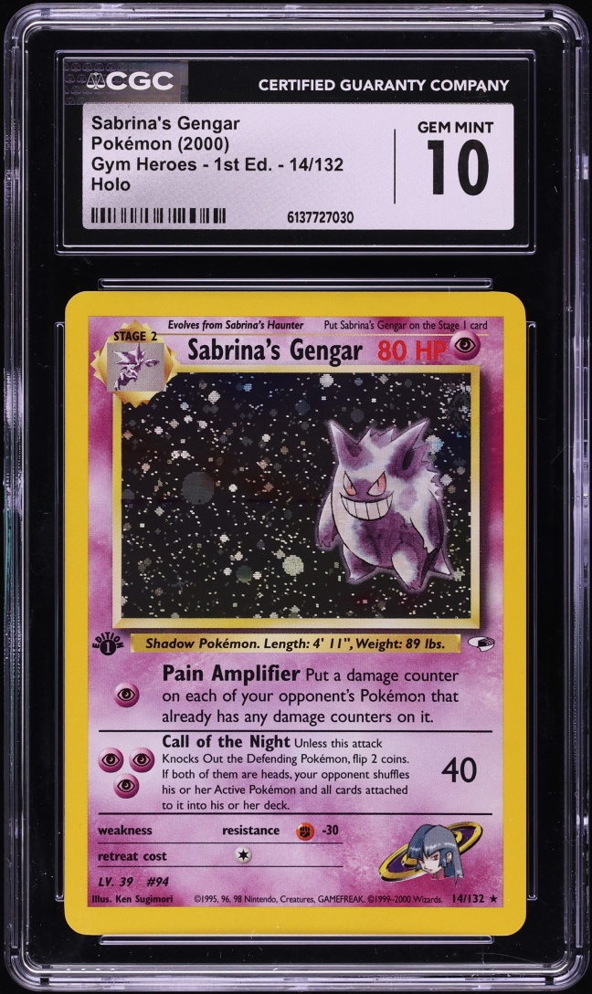 2000 Pokemon Gym Heroes 1st Edition Holo Sabrina's Gengar #14 CGC 10 GEM MINT