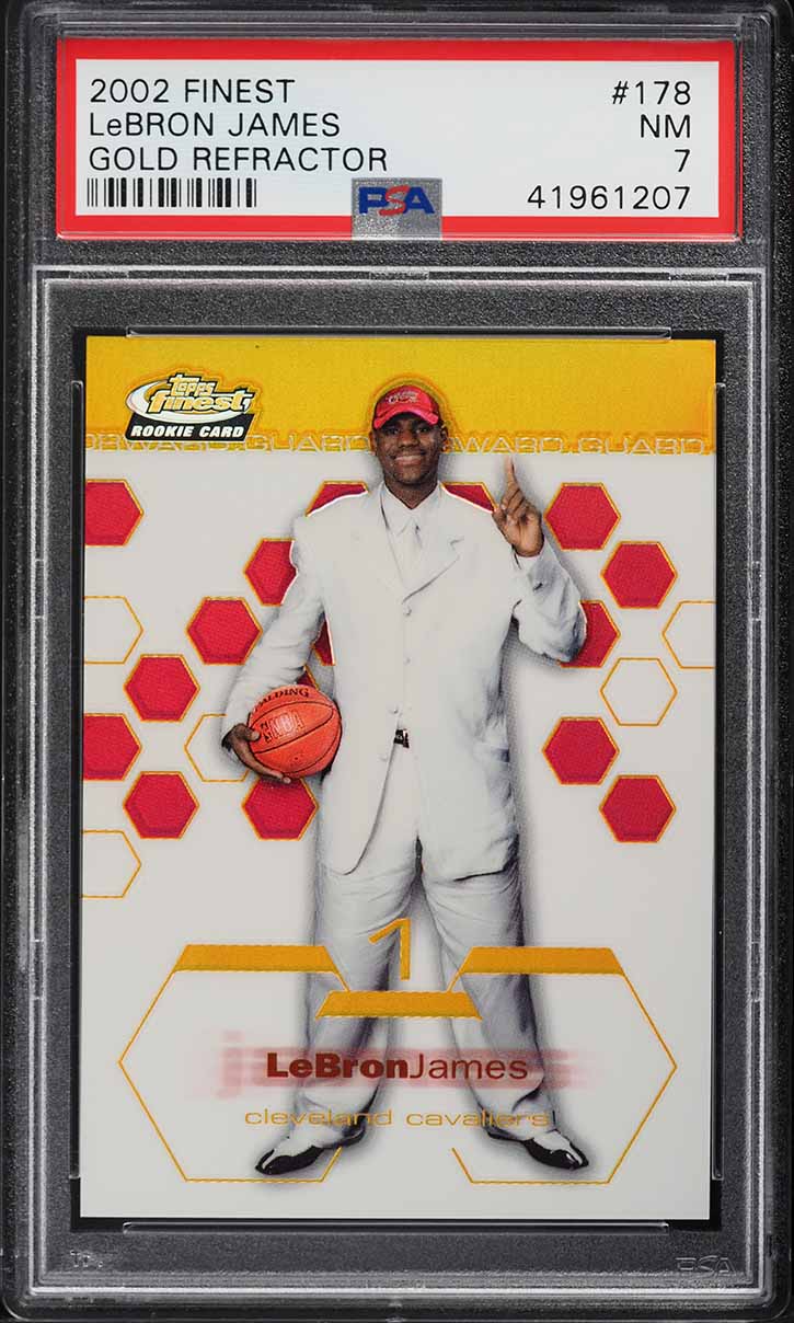 2002 Finest Gold Refractor LeBron James ROOKIE 1/25 #178 PSA 7 NRMT
