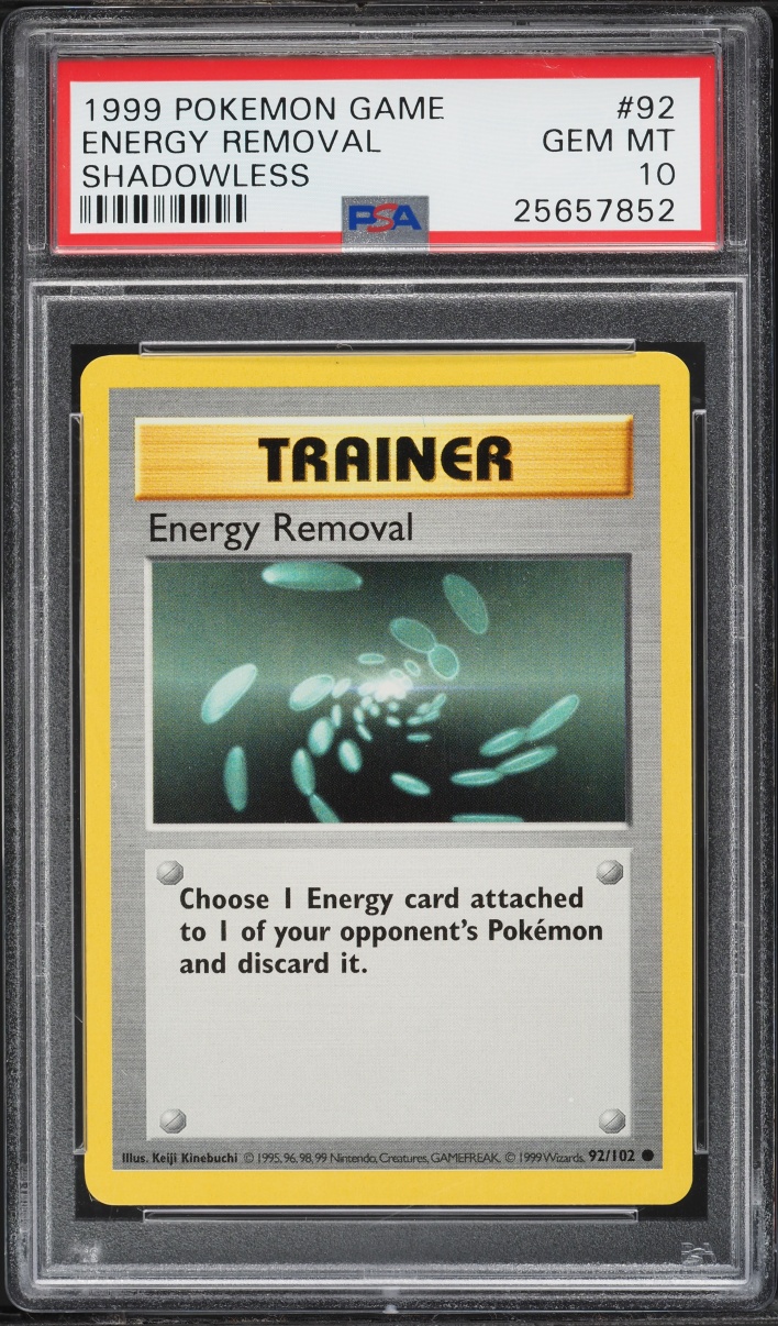 1999 Pokemon Base Set Shadowless Energy Removal #92 PSA 10 GEM MINT