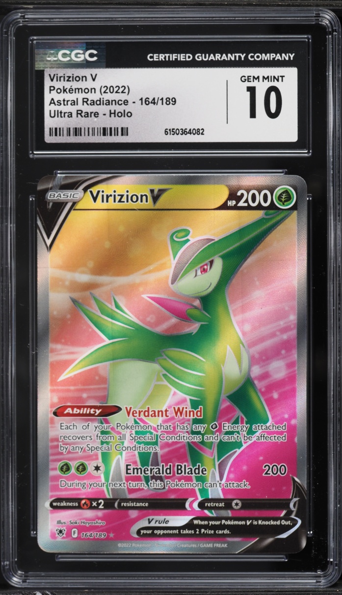 2022 Pokemon Sword & Shield Astral Radiance Full Art Virizion V #164 CGC 10 GEM MINT