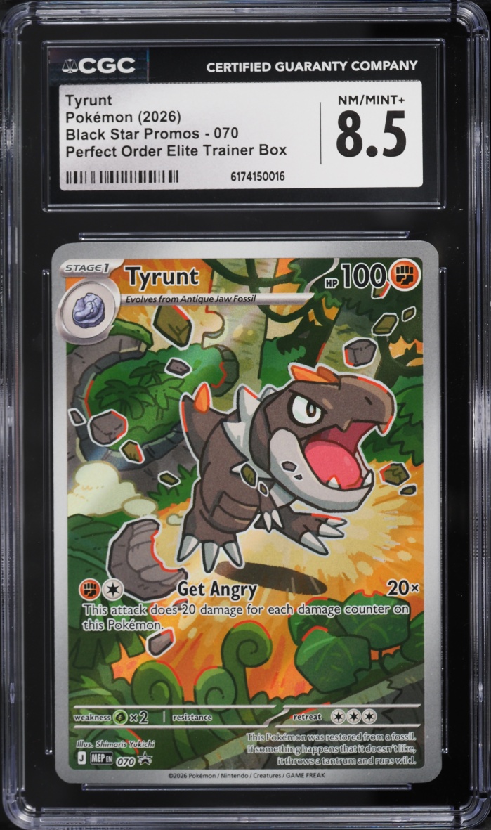 2026 Pokemon Mega Evolution Promo Perfect Order ETB Full Art Tyrunt #70 CGC 8.5 NM-MT+
