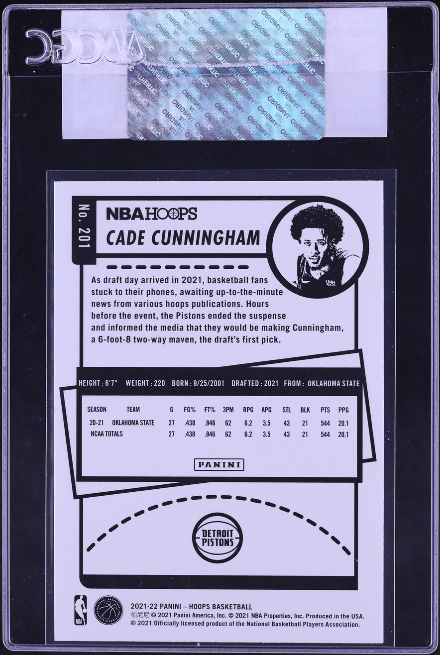 2021 Hoops Purple Cade Cunningham ROOKIE #201 CGC AUTH