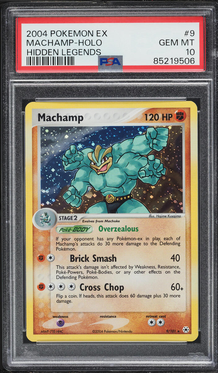 2004 Pokemon EX Hidden Legends Holo Machamp #9 PSA 10 GEM MINT
