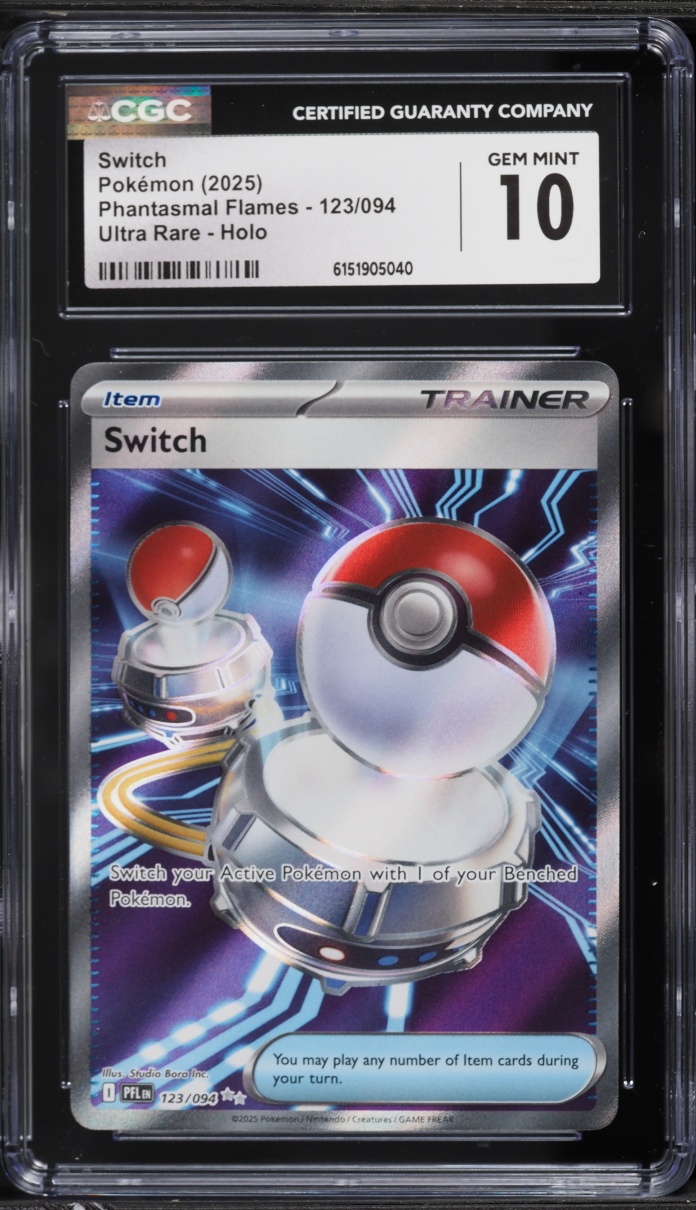 2025 Pokemon Mega Evolution Phantasmal Flames Full Art Switch #123 CGC 10 GEM MINT