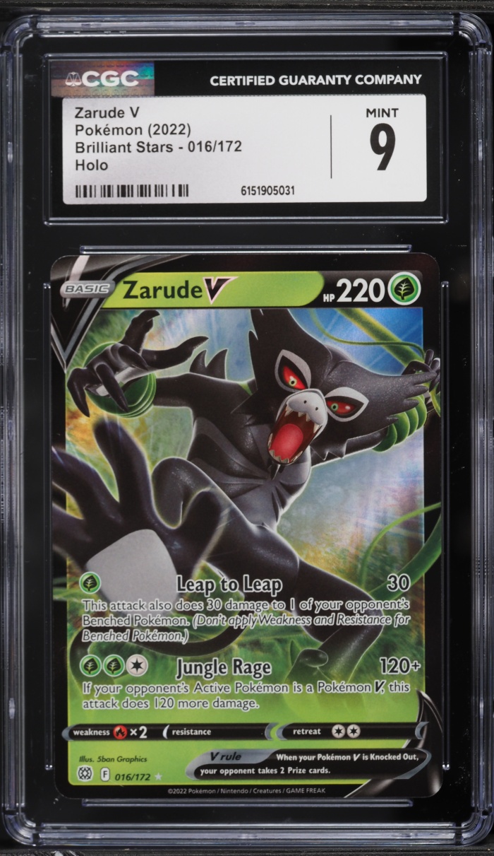 2022 Pokemon Sword & Shield Brilliant Stars Zarude V #16 CGC 9 MINT