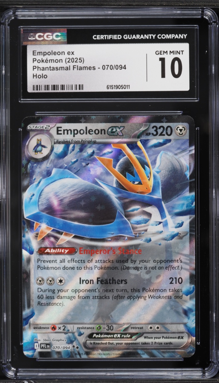 2025 Pokemon Mega Evolution Phantasmal Flames Holo Empoleon EX #70 CGC 10 GEM MINT