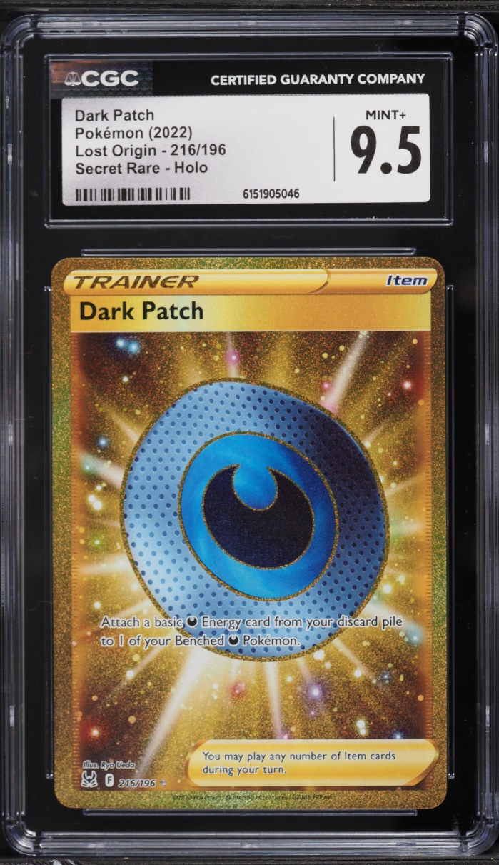 2022 Pokemon Sword & Shield Lost Origin Gold Rare Dark Patch #216 CGC 9.5 MINT+