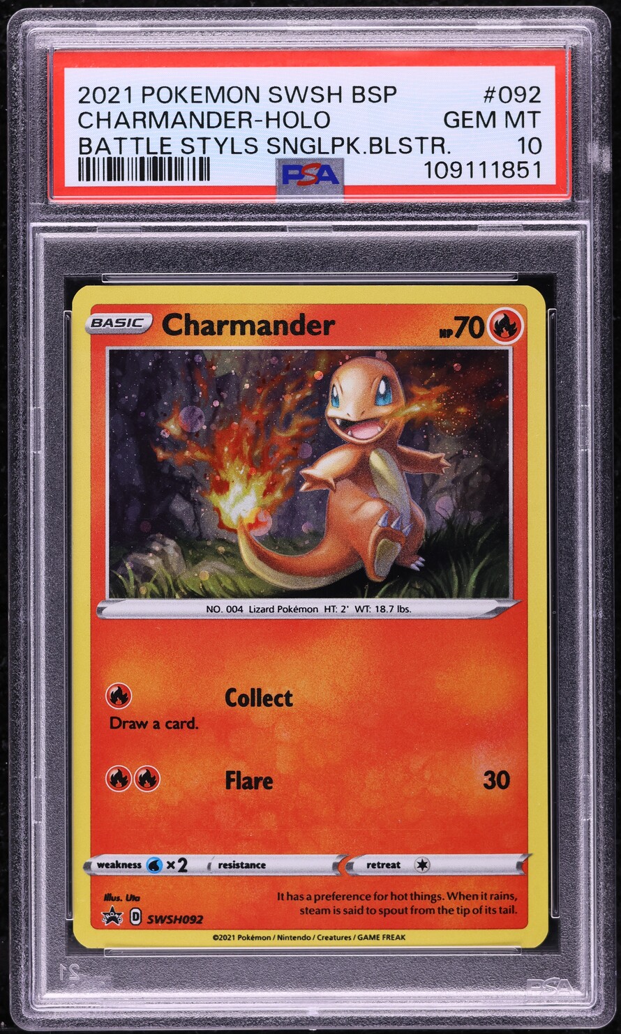 2021 Pokemon SWSH Black Star Promo Battle Styles Holo Charmander #92 PSA 10 GEM MINT