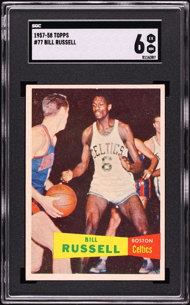 1957 Topps Basketball Bill Russell ROOKIE #77 SGC 6 EXMT
