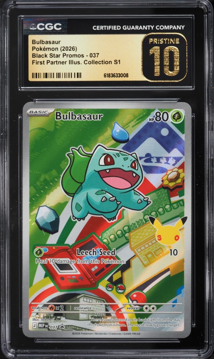 2026 Pokemon Mega Promo First Partner Illustration Full Art Bulbasaur #37 CGC 10 PRISTINE