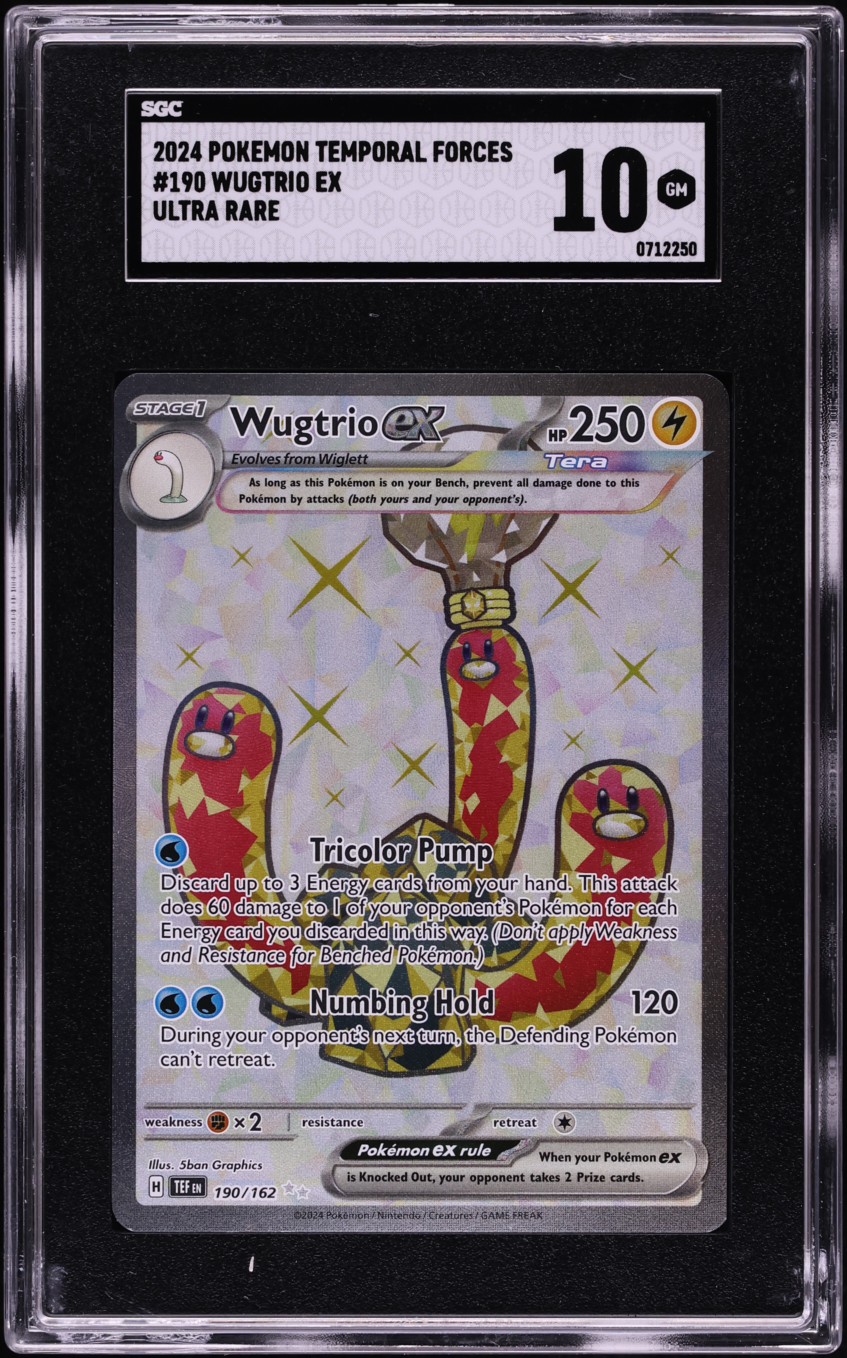2024 Pokemon Scarlet & Violet Temporal Forces Full Art Wugtrio ex #190 SGC 10 GEM MINT