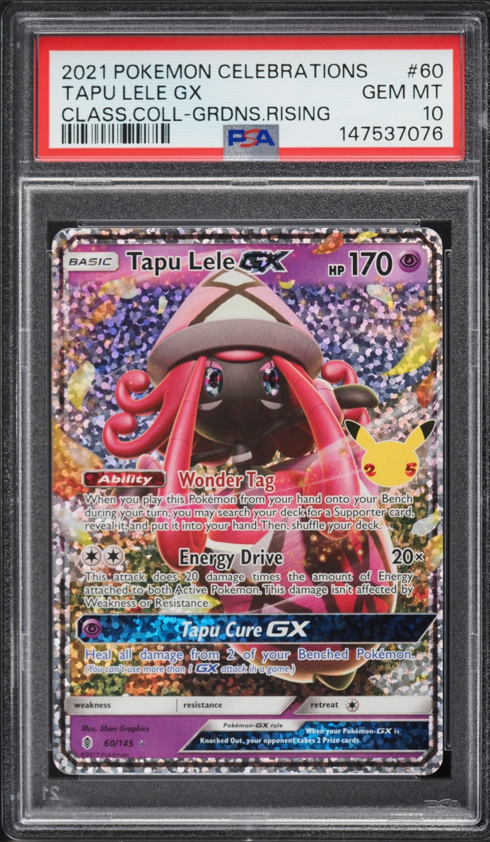 2021 Pokemon Sword & Shield Celebrations Guardians Rising Holo Tapu Lele GX #60 PSA 10 GEM MINT