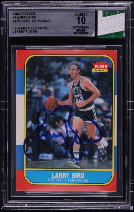 1986 Fleer Basketball Larry Bird PATCH AUTO #9 BGS AUTH
