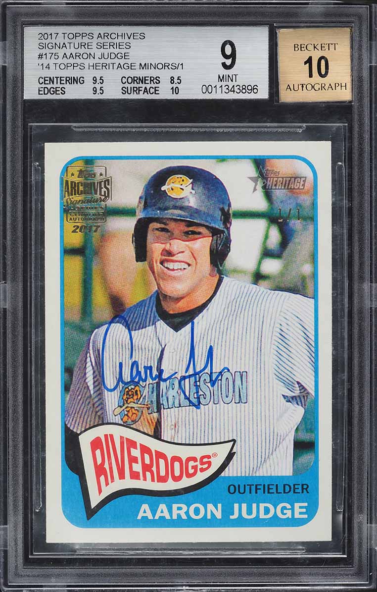 2017 Topps Archives Signature Series Aaron Judge ROOKIE AUTO 1/1 #175 BGS 9 MINT