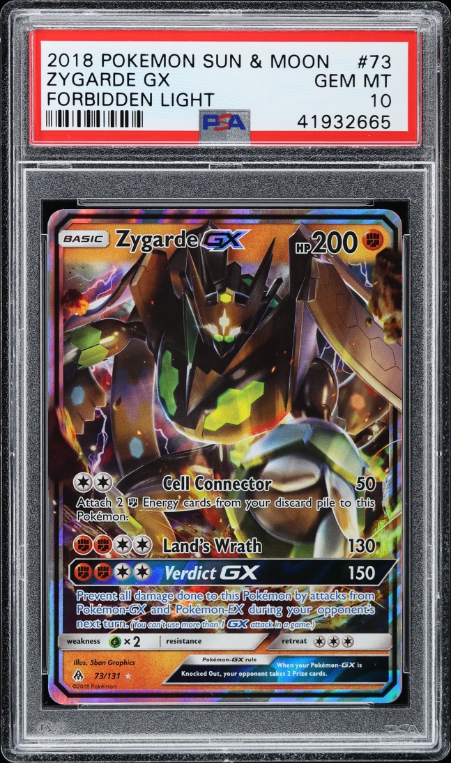 2018 Pokemon Sun & Moon Forbidden Light Holo Zygarde GX #73 PSA 10 GEM MINT