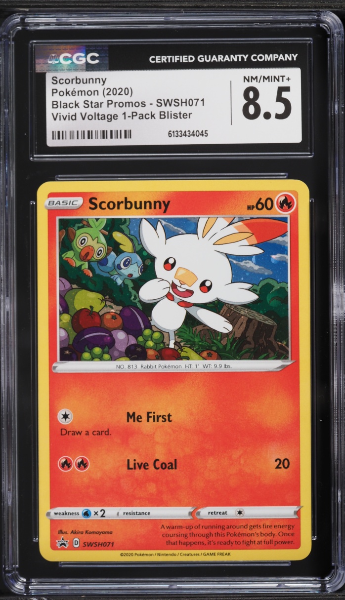 2020 Pokemon SWSH Black Star Promo Vivid Voltage Scorbunny #SWSH071 CGC 8.5 NM-MT+