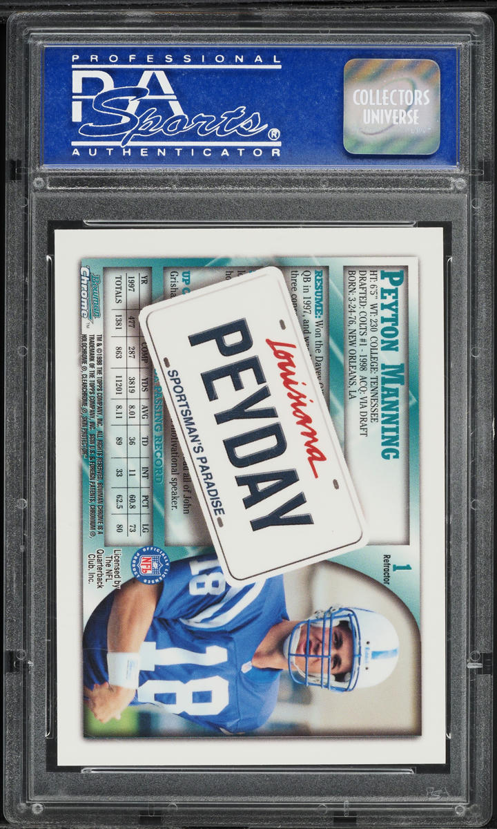 1998 Bowman Chrome Interstate Refractor Peyton Manning ROOKIE #1 PSA 9 MINT