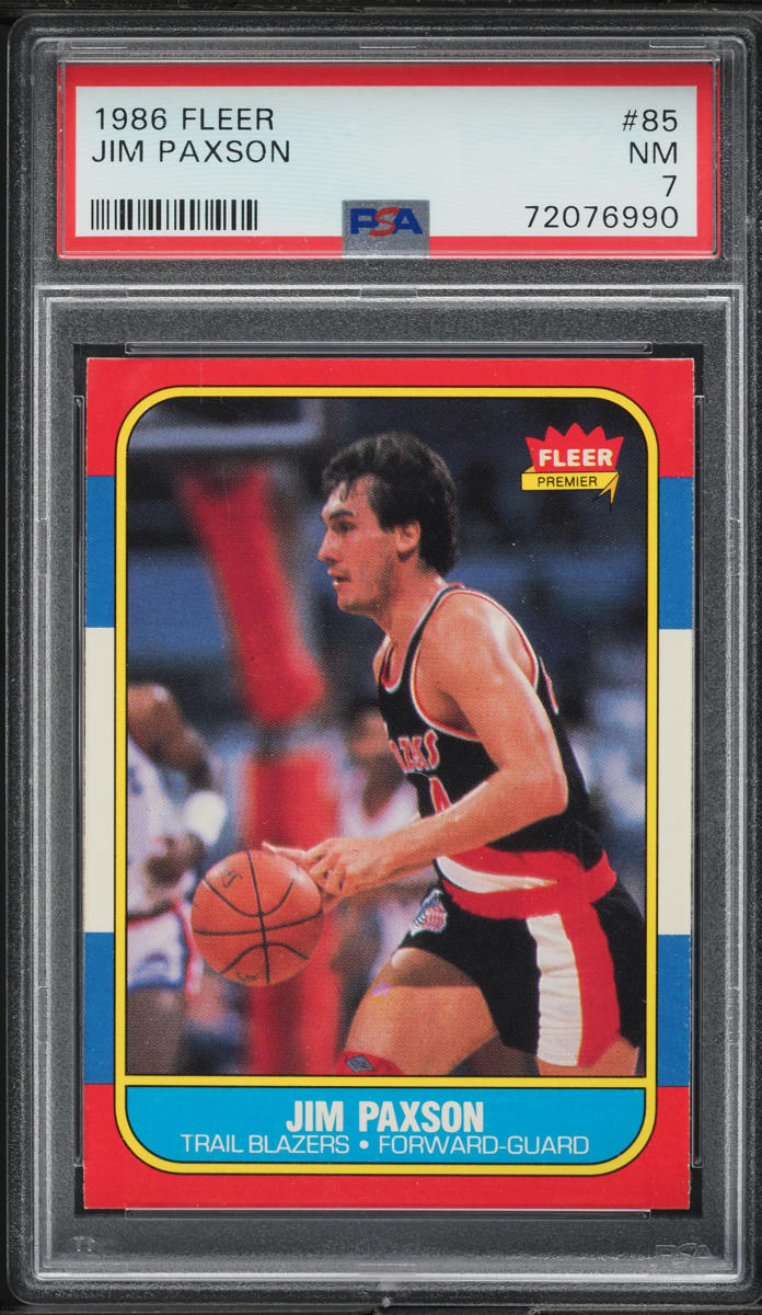 1986 Fleer Basketball Jim Paxson #85 PSA 7 NRMT