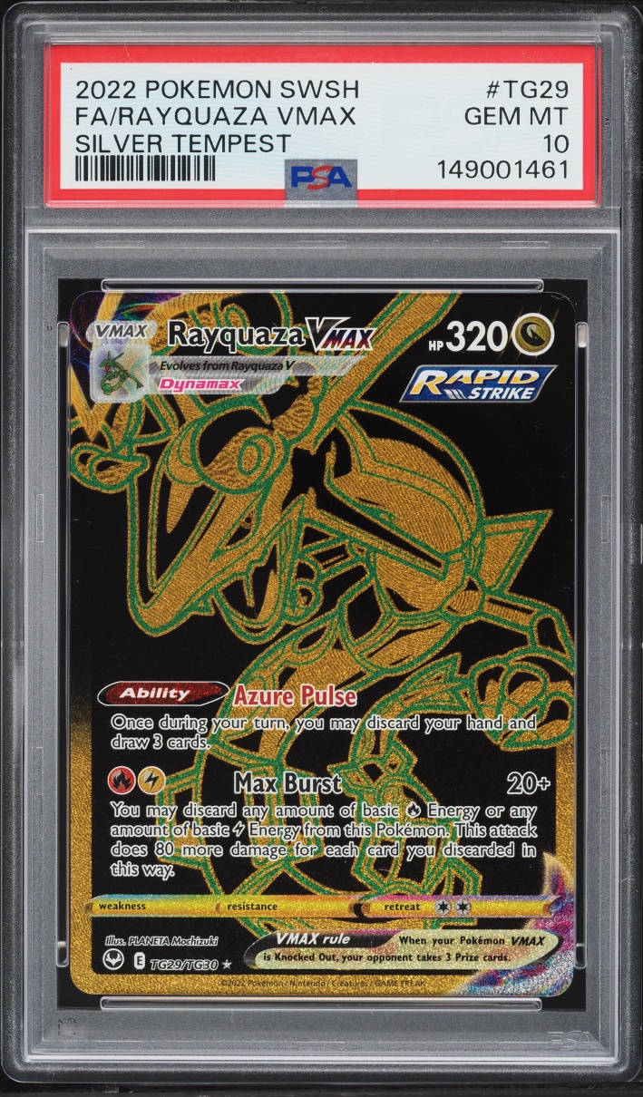 2022 Pokemon Sword & Shield Silver Tempest Full Art Rayquaza VMAX #TG29 PSA 10 GEM MINT