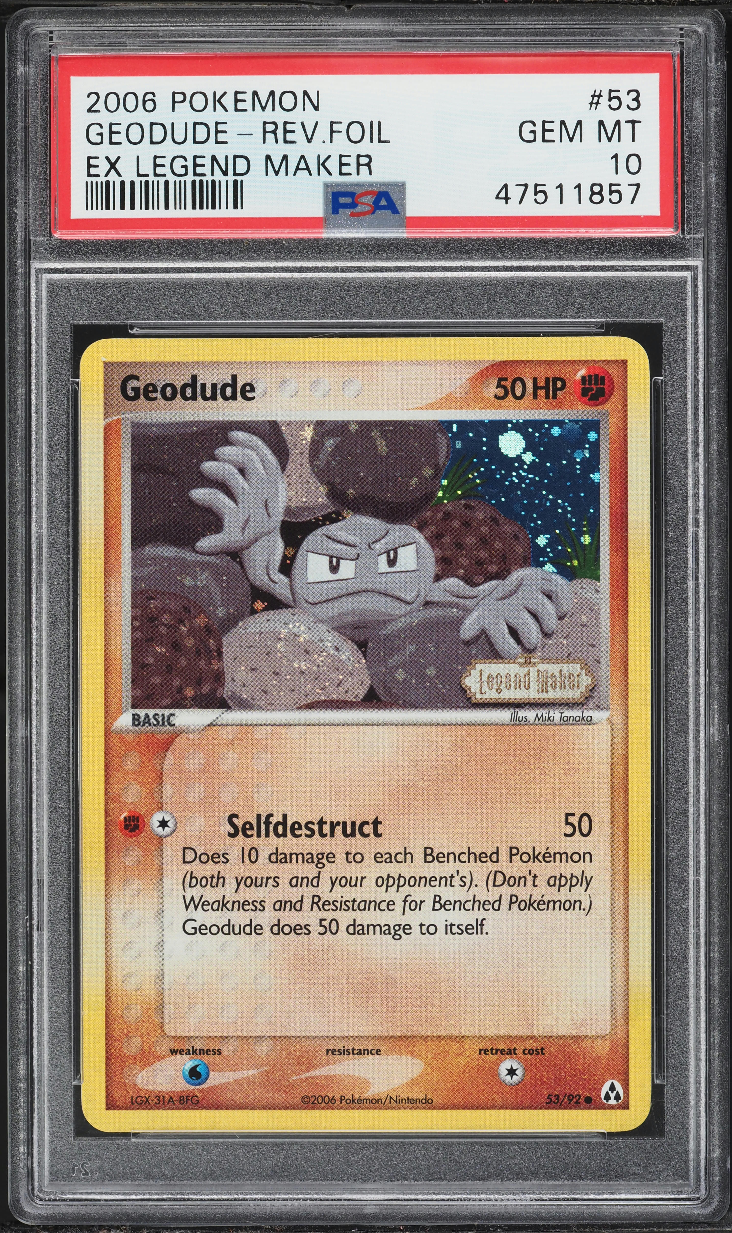 2006 Pokemon EX Legend Maker Reverse Holo Geodude #53 PSA 10 GEM MINT