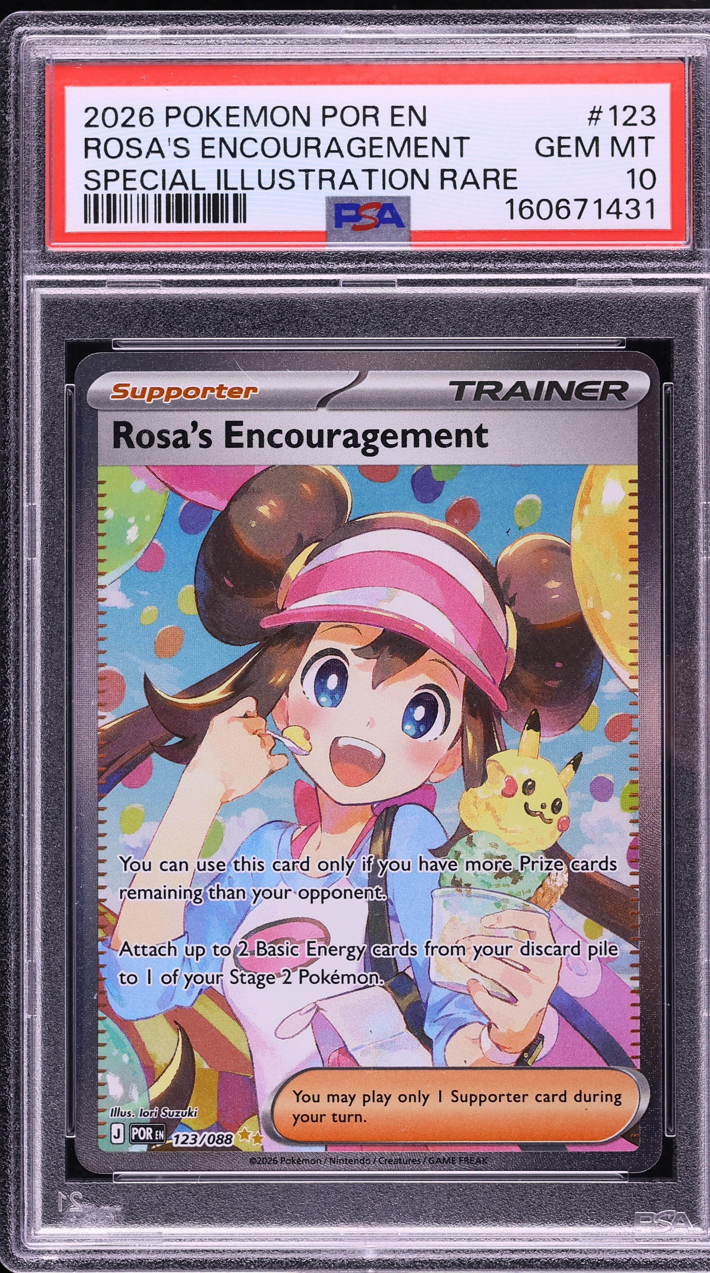 2026 Pokemon Mega Evolution Perfect Order SIR Rosa's Encouragement #123 PSA 10 GEM MINT
