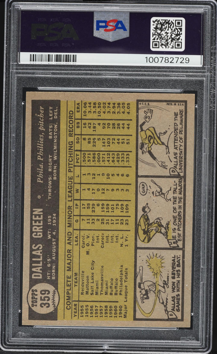 1961 Topps Dallas Green #359 PSA 7 NRMT