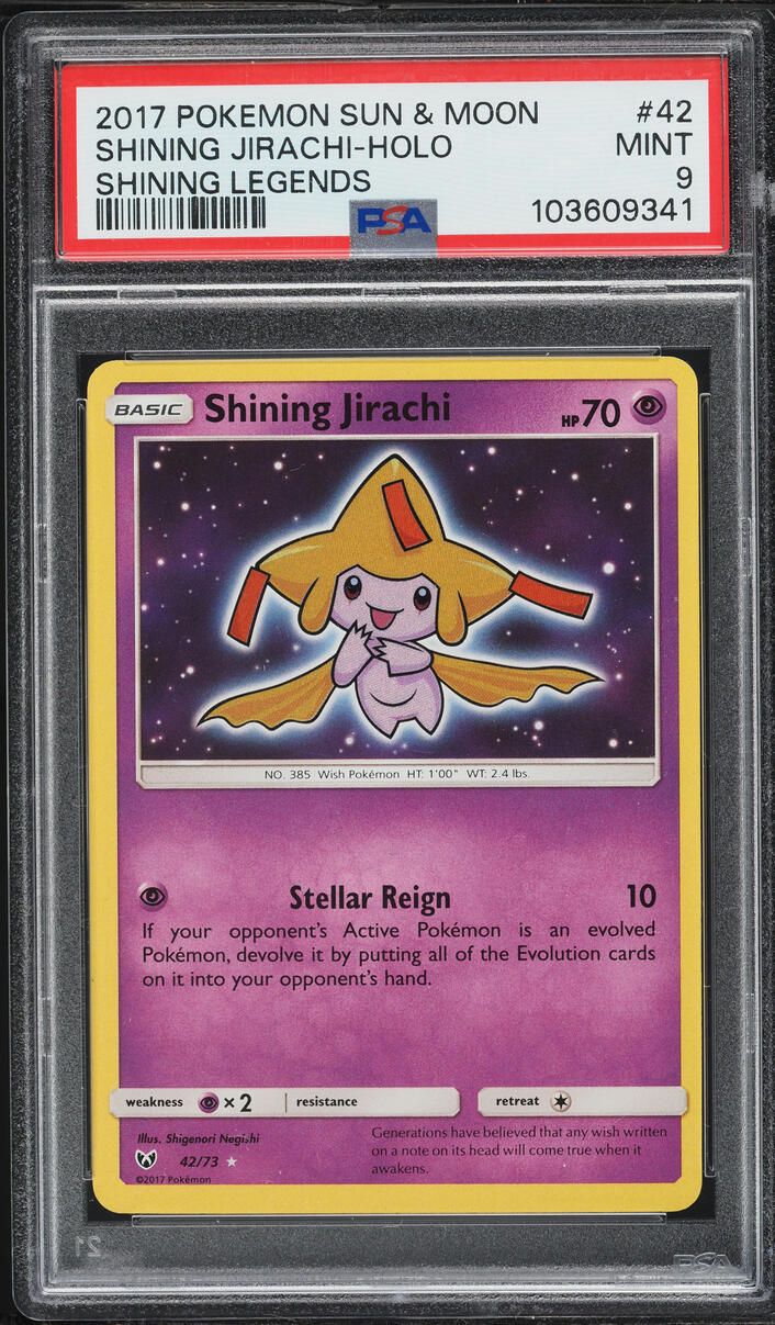 2017 Pokemon Sun & Moon Legends Holo Shining Jirachi #42 PSA 9 MINT