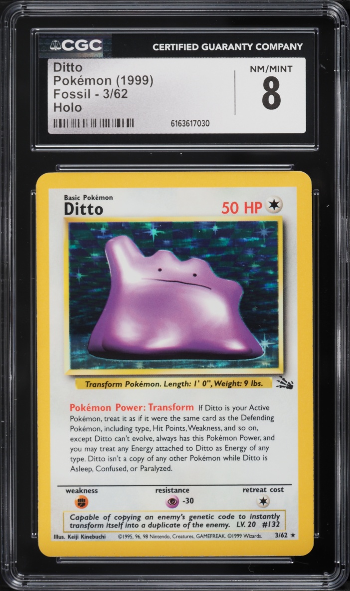 1999 Pokemon Fossil Holo Ditto #3 CGC 8 NM-MT