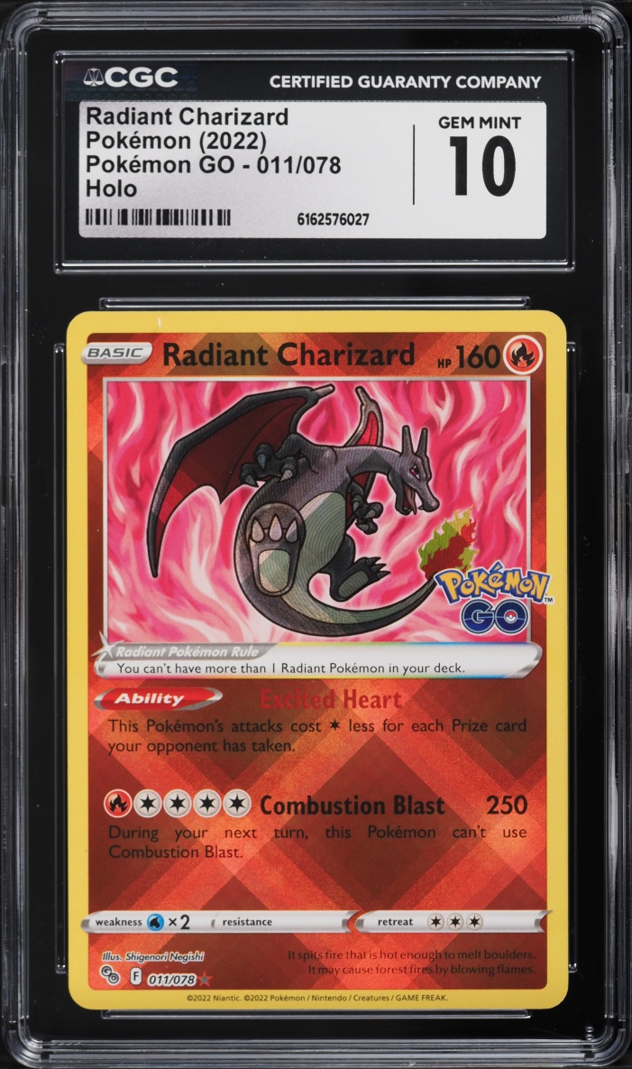 2022 Pokemon Sword & Shield Pokemon GO Holo Radiant Charizard #11 CGC 10 GEM MINT