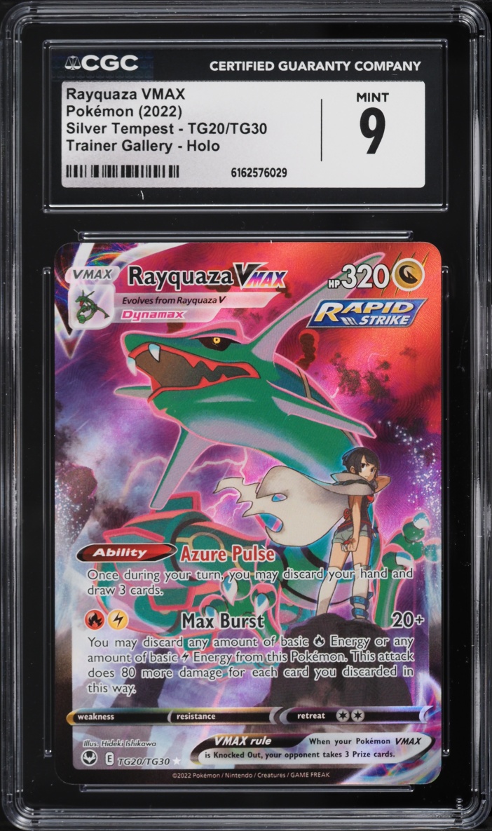 2022 Pokemon SWSH Silver Tempest Trainer Gallery Full Art Rayquaza VMAX #TG20 CGC 9 MINT