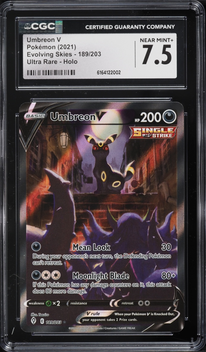 2021 Pokemon Sword & Shield Evolving Skies Alt Art Umbreon V #189 CGC 7.5 NRMT+