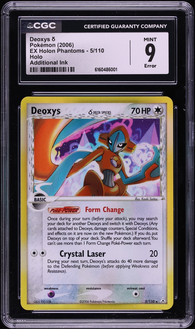 2006 Pokemon EX Holon Phantoms Additional Ink Error Holo Deoxys #5 CGC 9 MINT