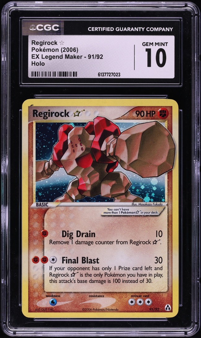 2006 Pokemon EX Legend Maker Holo Regirock Gold Star #91 CGC 10 GEM MINT
