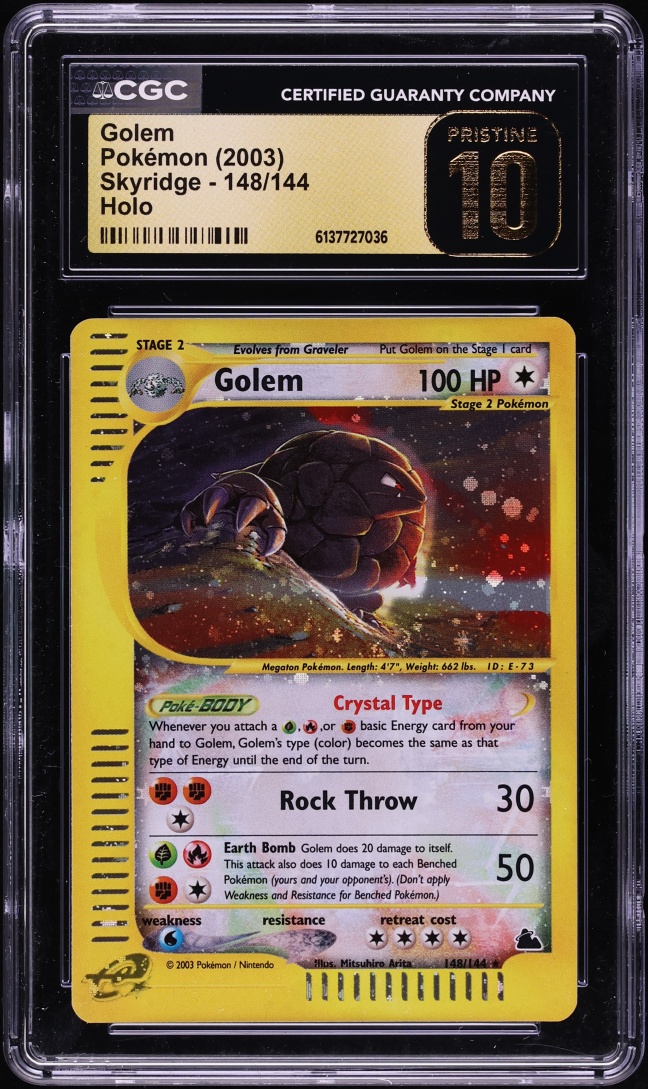 2003 Pokemon Skyridge Holo Crystal Golem #148 CGC 10 PRISTINE