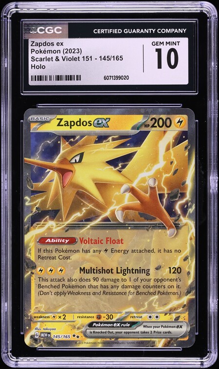 2023 Pokemon Scarlet & Violet 151 Holo Zapdos ex #145 CGC 10 GEM MINT