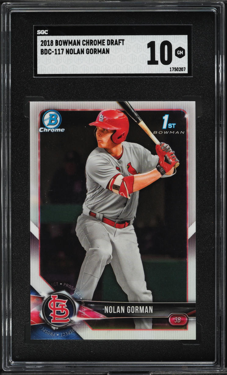 2018 Bowman Chrome Draft Nolan Gorman PROSPECT #BDC-117 SGC 10 GEM MINT