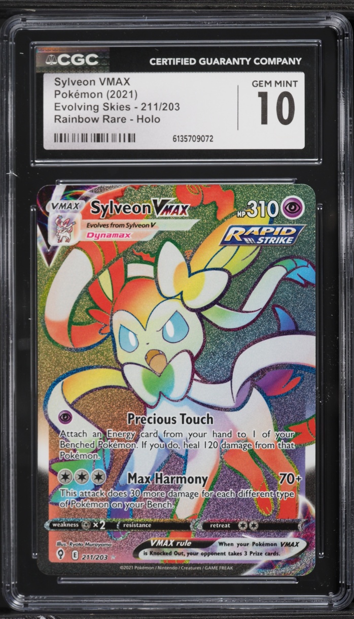 2021 Pokemon Sword & Shield Evolving Skies Rainbow Rare Sylveon VMAX #211 CGC 10 GEM MINT