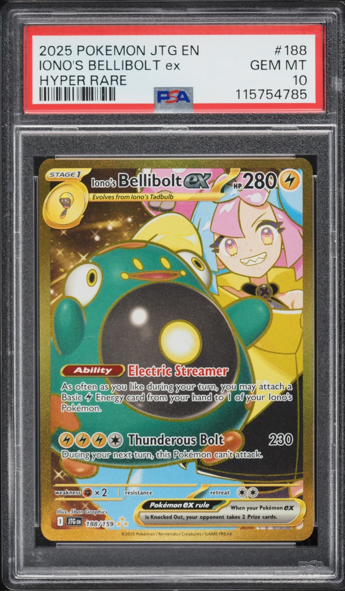 2025 Pokemon SV Journey Together Gold Rare Iono's Bellibolt ex #188 PSA 10 GEM MINT