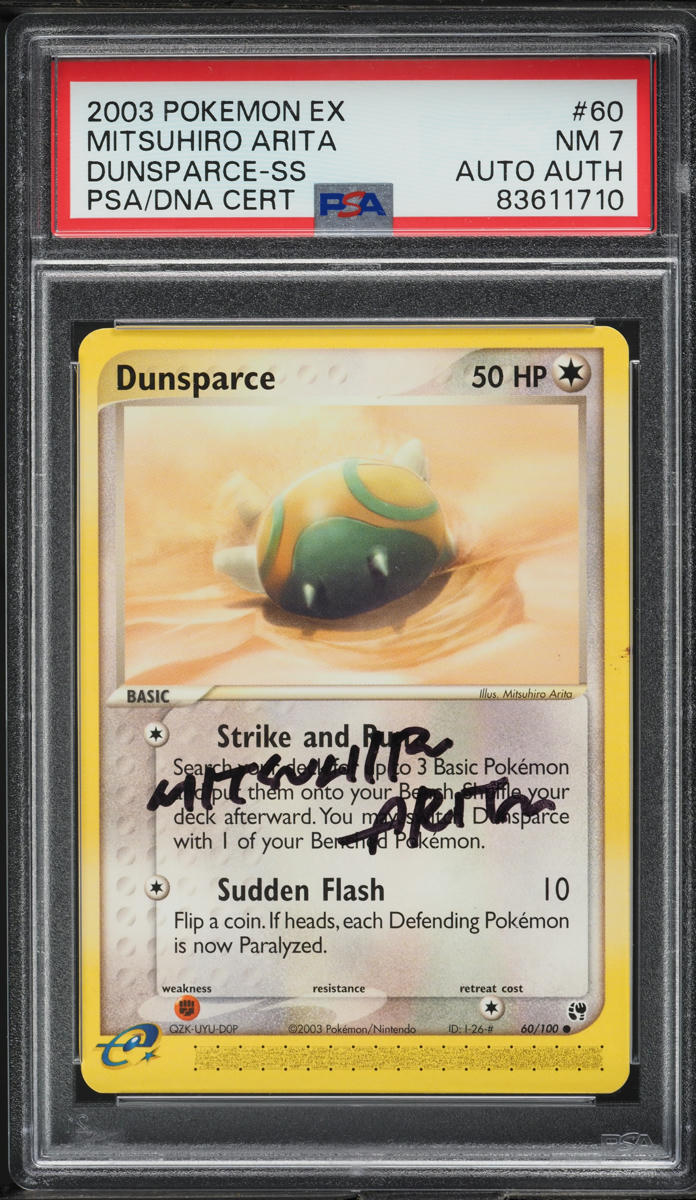 2003 Pokemon EX Sandstorm Dunsparce Mitsuhiro Arita AUTO #60 PSA 7 NRMT