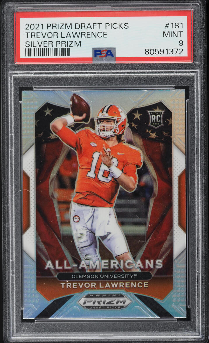 2021 Panini Prizm Draft Picks Silver Trevor Lawrence ROOKIE #181 PSA 9 MINT